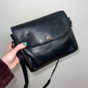Black Leather Crossbody Bag Etienne Aigner